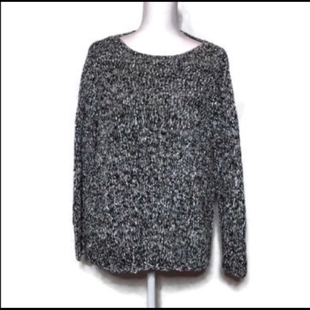 XL Parisian Signature Black Marble Sweater NWOT